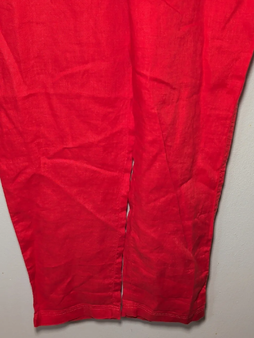 H&M 100% Linen Tapered Pull-on Pants Red High Waist Tomato Girl Women's Size M